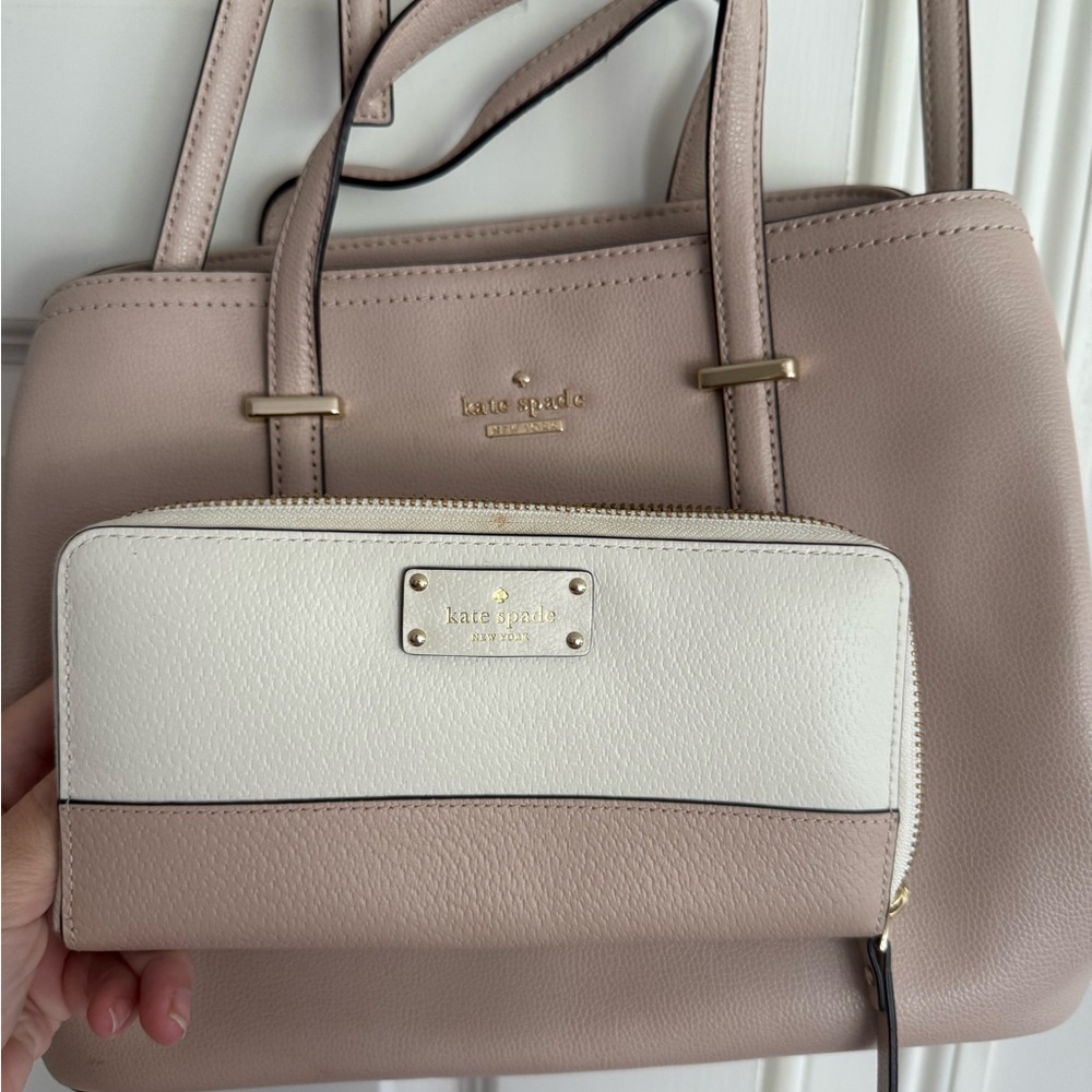 Kate Spade Pink and White Tote with Wallet